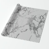 Deep Gray Marble Silver Stine Metallic Shiny Geschenkpapier (Ungerollt)