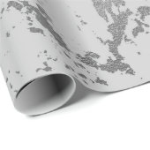 Deep Gray Marble Silver Stine Metallic Shiny Geschenkpapier (Rolleneckpunkt)