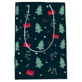 Deep Green Christmas Trees Perfect Mittlere Geschenktüte (Vorderseite)