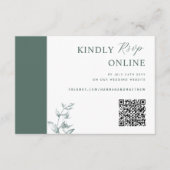 Deep Green Elegant QR Code UAWG Wedding Begleitkarte (Vorderseite)