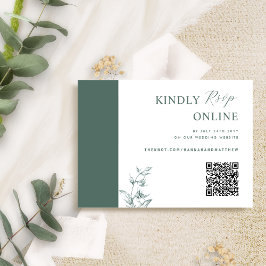 Deep Green Elegant QR Code UAWG Wedding Begleitkarte