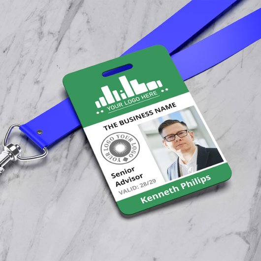 Deep Green Foto & 2 Logos Mitarbeiter-ID Ausweis