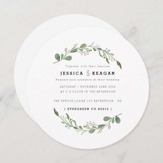 Deep Green Garden Wedite Einladung (Vorne/Hinten)