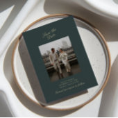 Deep green , Gold Foto Hochzeitkarte Save the Date Einladung