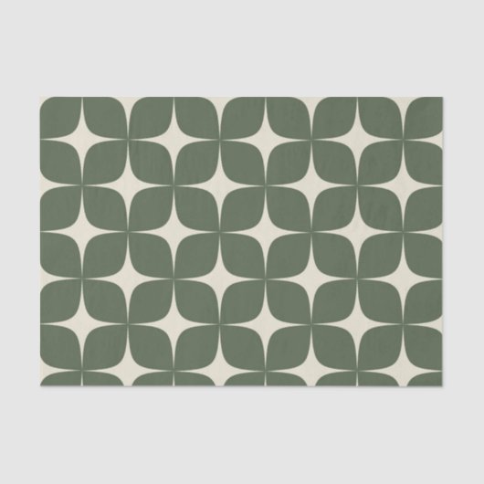 Deep Green Ivory Mitte Jahrhundert Modernes Elegan Seidenpapier (Vorderseite)