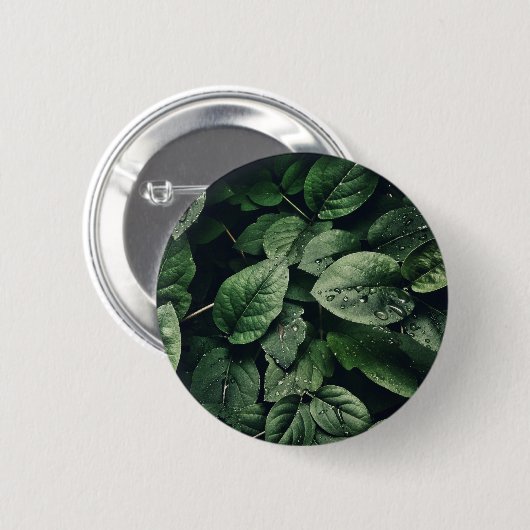 Deep Green Jungle Leaf Foliage Button (Vorne & Hinten)