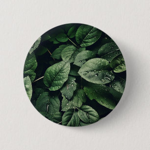 Deep Green Jungle Leaf Foliage Button