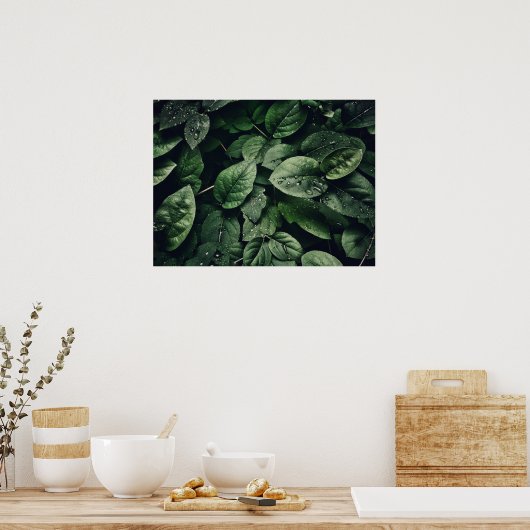 Deep Green Jungle Leaf Foliage Poster (Küche)