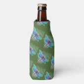 Deep Green mit Abstrakter mehrfarbiger Libelle Flaschenkühler (Flaschenvorderseite)
