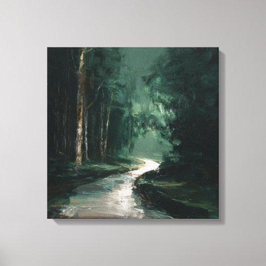 Deep Green Mysterious Woods Abstract Path ART Leinwanddruck (Vorderseite)
