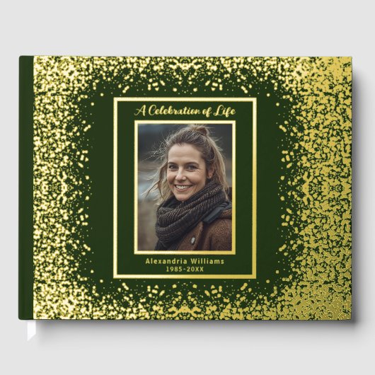 Deep Green Real Foil Funerbitale Gast Book Sparkon Gästebuch (Vorderseite)