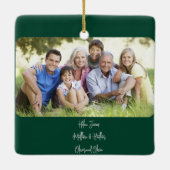 Deep Green & Silver Christmas Trees Foto Keramikornament (Rückseite)