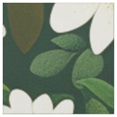 Deep Green Small White Daisies Floral Pattern Stoff (Nahaufnahme)