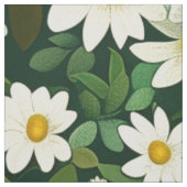 Deep Green Small White Daisies Floral Pattern Stoff (Muster)