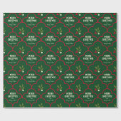 Deep Green und Red Scallop Tile Weihnachtsliebevol Geschenkpapier (Flach)