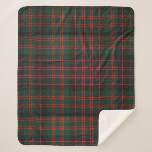 Deep Green und Red Tartan Sherpadecke (Vorderseite)