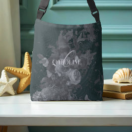 Deep Green Vintag Floral Still Life Stilvoll Tragetaschen Mit Langen Trägern