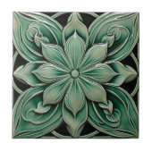 Deep Green Wall Deco Jugendstil Keramik Tile Fliese (Vorderseite)