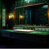 Deep Green Wall Deco Jugendstil Keramik Tile Fliese