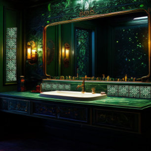 Deep Green Wall Deco Jugendstil Keramik Tile Fliese