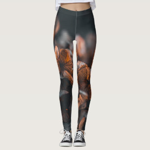 Deep Hazy Orange Hydrangea Leggings