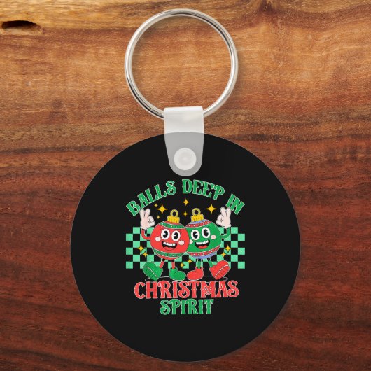 Deep In Christmas Bauble Festive Checkered Xmas Schlüsselanhänger (Vorderseite)
