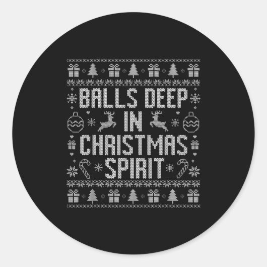 Deep In The Christmas Srit Couples Matching Ugly Runder Aufkleber (Vorderseite)