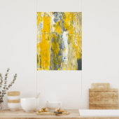 "Deep in Thought" Graue und gelbe Abstrakte Kunst Poster (Küche)