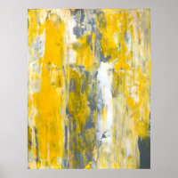 "Deep in Thought" Graue und gelbe Abstrakte Kunst