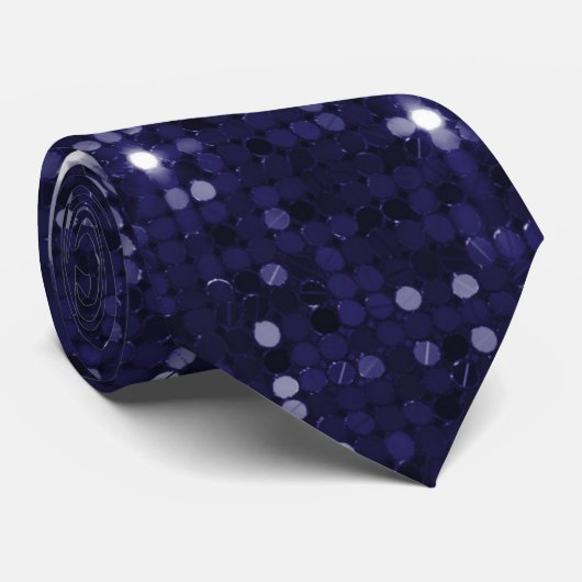 Deep Indigo Shimmer Sparkle Sequin Neck Tie Krawatte (Gerollt)