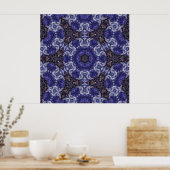 Deep Indigo Swirl Mandala mit Fluid Patterns Poster (Küche)