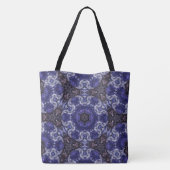 Deep Indigo Swirl Mandala mit Fluid Patterns Tasche (Rückseite)