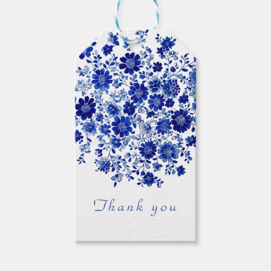 Deep Indigo watercolor Floral Thank You Geschenkanhänger (Vorderseite)