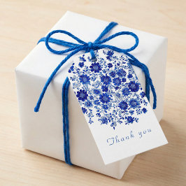 Deep Indigo watercolor Floral Thank You Geschenkanhänger