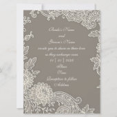 Deep Khaki Gray mit floraler Scroll Wedding Einladung (Vorderseite)