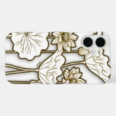 Deep Khaki Trim auf Big White Blume Monogram Case-Mate iPhone Hülle (Rückseite (Horizontal))