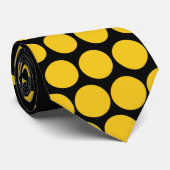 Deep Lemon Polka Dots Modern Black Krawatte (Gerollt)
