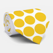 Deep Lemon Polka Dots Modern White Krawatte (Gerollt)