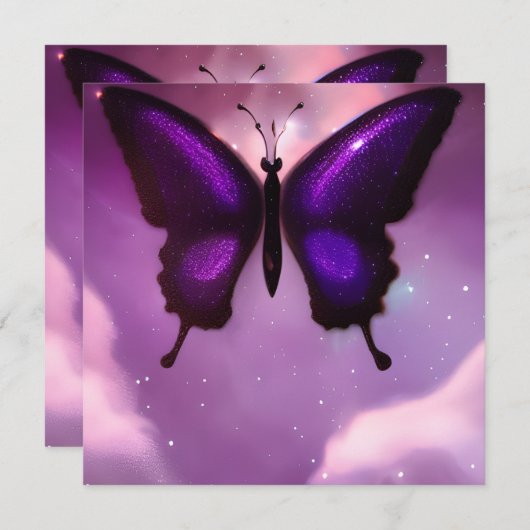 Deep Lila Butterfly Card (Vorne/Hinten)