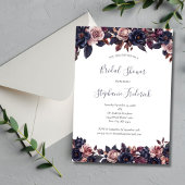 Deep Lila Dusty Rose Moody Florals Brautparty Einladung