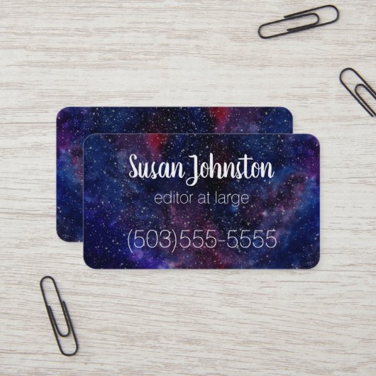 Deep Lila Galactic Business Card Visitenkarte (Vorderseite/Rückseite Beispiel)