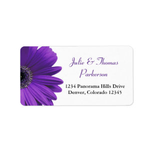 Deep Lila Gerbera Daisy Wedding Address Labels Adressaufkleber