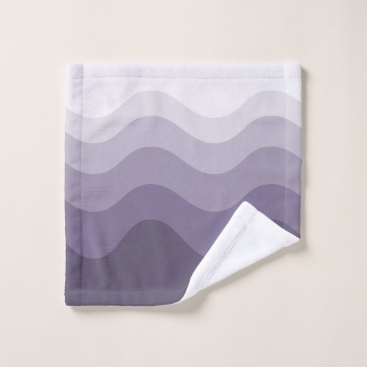 Deep Lila Gray Wavey Stripe Modern Badhandtuch Set (Waschlappen)