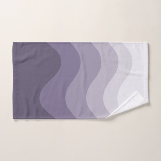 Deep Lila Gray Wavey Stripe Modern Badhandtuch Set (Handtuch)