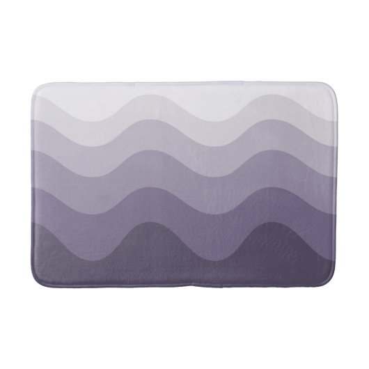 Deep Lila Grey Wavey Stripe Moderne Badematte (Vorderseite)