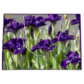 Deep Lila Irises Floral Große Geschenktüte (Vorderseite)