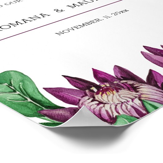 Deep Lila King Protea Poster (Ecke)