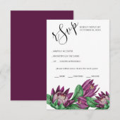 Deep Lila King Protea RSVP Karte (Vorne/Hinten)