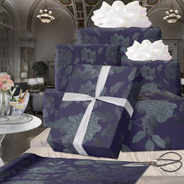 Deep Lila Ombre Modernes Vintages Floral Geschenkpapier