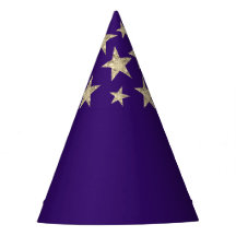 Deep Lila Silver Stars Wizard Party Hat